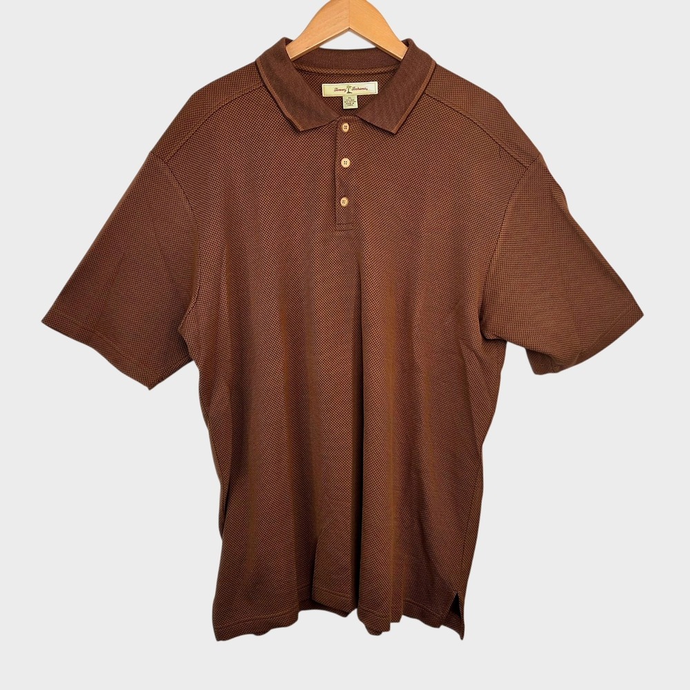 Tommy Bahama Brown Polo Shirt Silk Blend Casual SZ XL Resort‎ Vacation